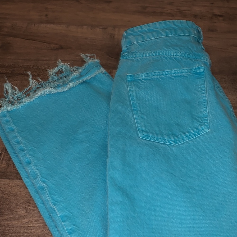 ZARA TURQUOISE WIDE LEG JEANS - Picture 7 of 8